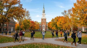 Dartmouth Essays That Worked: Analysis & Prompt Strategies 4 Iconic Dartmouth College campus green in Hanover New Hampshire with historic collegiate architecture (AI Generated Image)